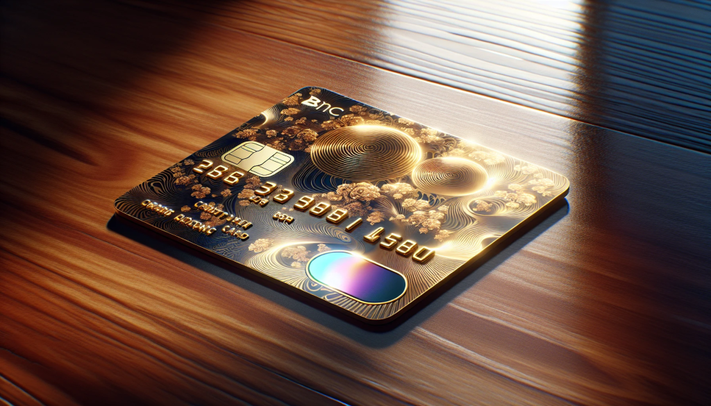 Illustration of a luxurious gold credit card representing the GS Lifestyle Card by GSB Gold Standard Group