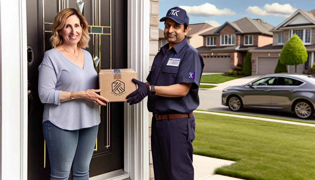 Person receiving a package at the doorstep